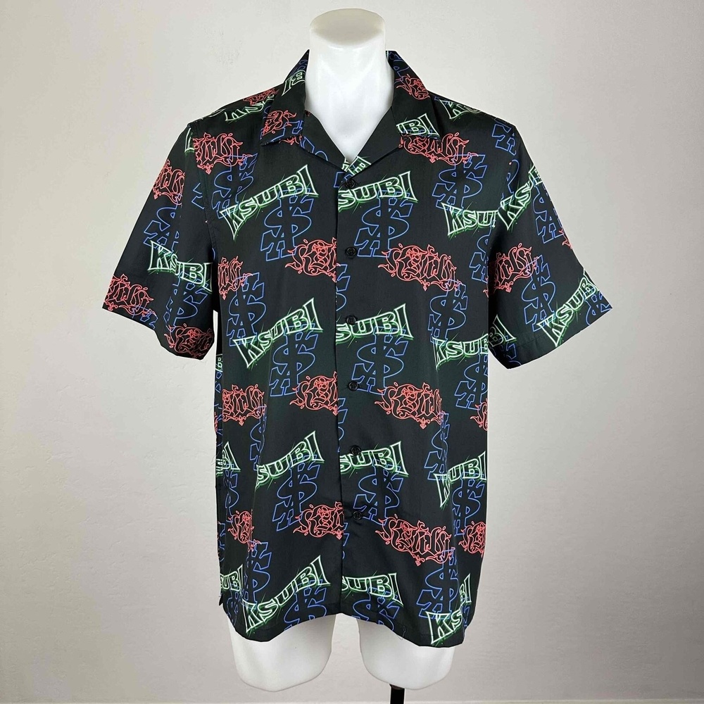 NWT Ksubi Neon Logo Casual Shirt Size Large